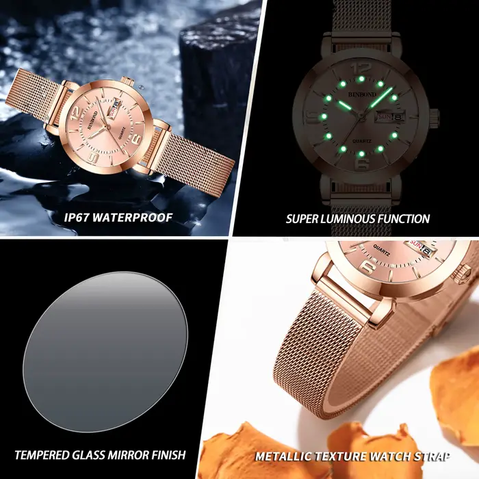 Montres-bracelets de luxe BINBOND à quartz pour femmes
