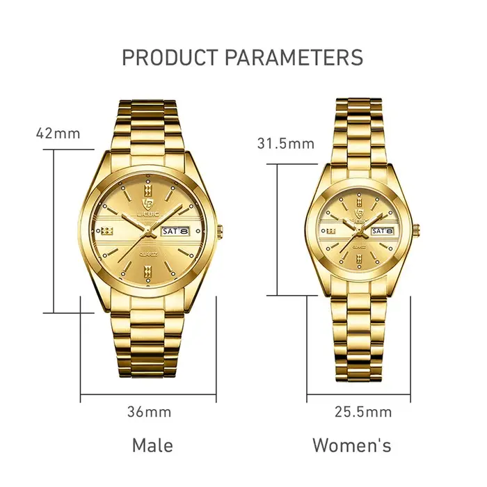 Montre-bracelet de luxe avec bracelet en acier pour homme et femme