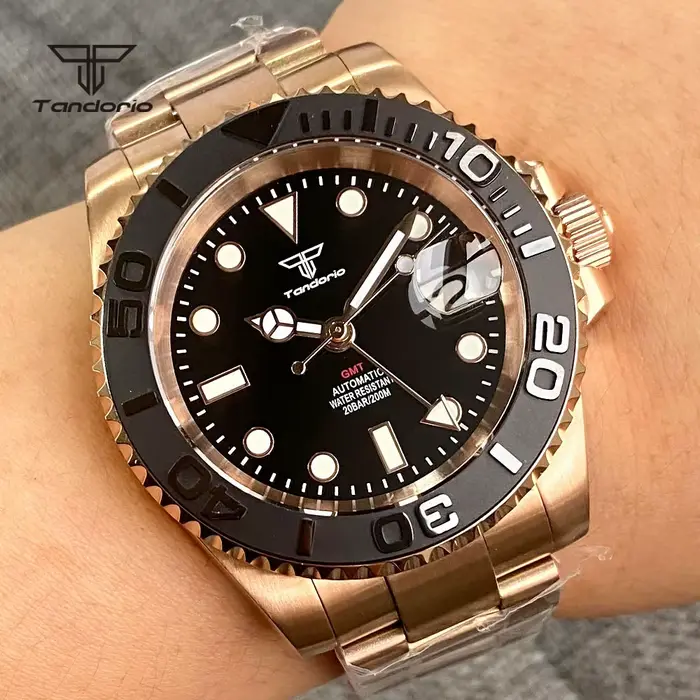 Tandorio-Montre de Plongée existent Gstuff NH34A pour Homme, Cadran Rotatif à 200 Clics, Couronne à