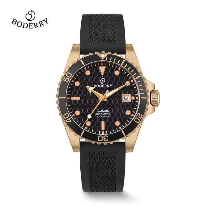 BODERRY hommes Bronze plongeur montres automatiques haut de gamme horloge de luxe 200M montre-bracelet étanche Sport