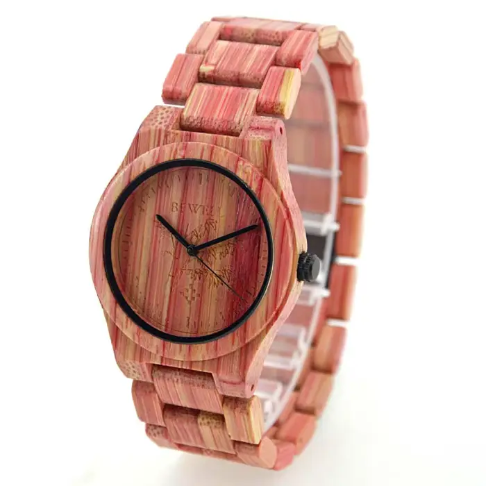 Montre décontractée pour homme à quartz en bambou, cadran mince et fin, aiguilles analogiques, coule
