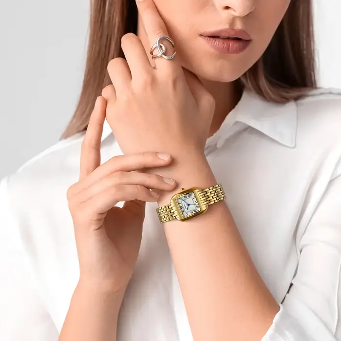 Montre carrée en or BERNY pour femmes, résistante à l'eau, quartz, design mode et décontracté, idéale pour les occasions professionnelles, décontractées et formelles
