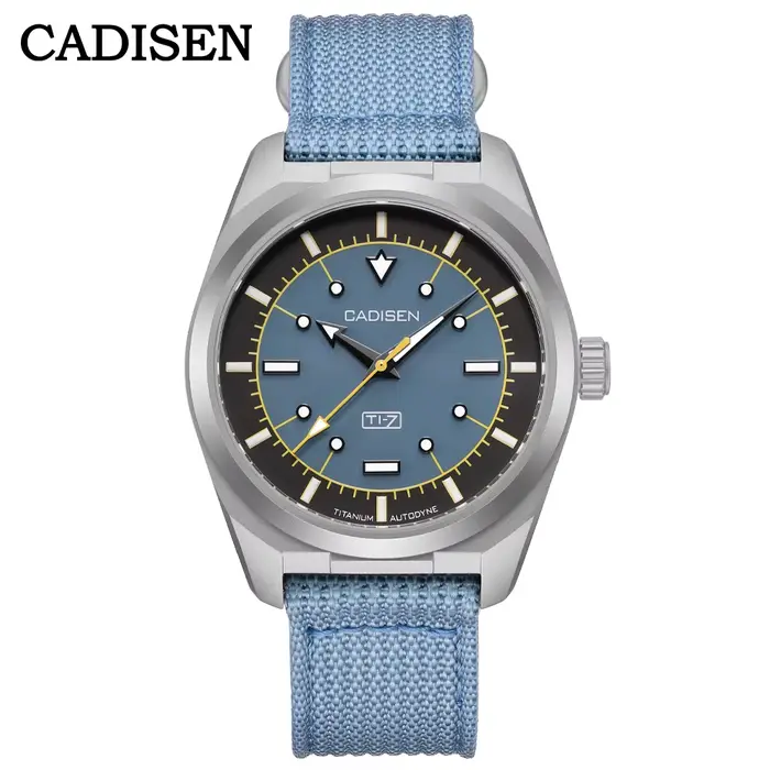 CADISEN TI-7 2026 NOUVEAU Montre-bracelet automatique mécanique en acier titane Autodyne avec bracelet en toile MIYOTA 8215 Lumineuse Étanche pour Homme