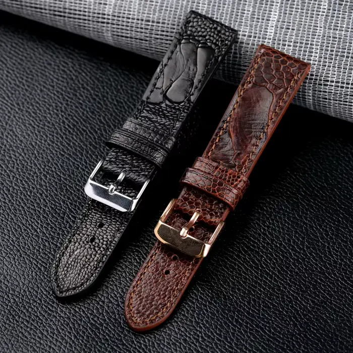 Bracelet de montre en cuir d'autruche fait à la main pour homme et femme occasions spéciales vintage
