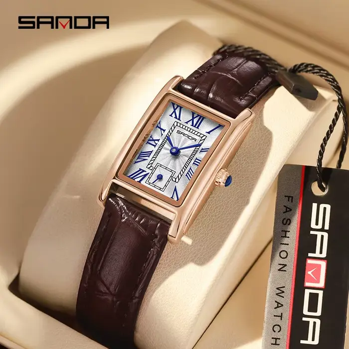 Montre Quartz Femmes 2023 Style Mode et Décontracté Rectangle Résistance à L'Eau Occasions Professionnelles et Festives