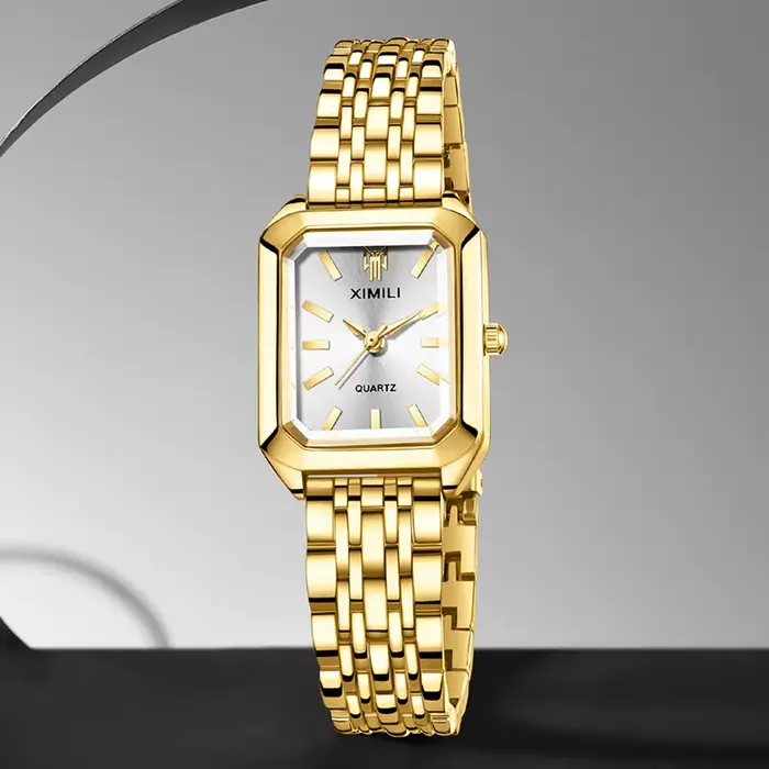 1PSC Montre tendance pour femme, montre à quartz simple avec cadran rectangulaire, adaptée aux tenue
