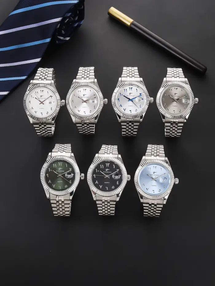 Montres à quartz en acier inoxydable pour hommes