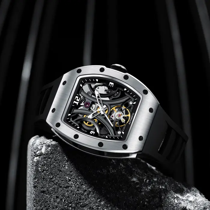 Montre automatique en Fiber de carbone pour hommes