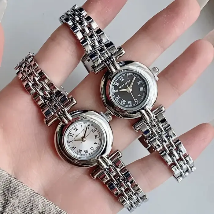 Montre KCALOE Cadran Romain Bracelet Acier Inoxydable Femmes Occasions Spéciales Quartz Bronze Café Rose Multicolore