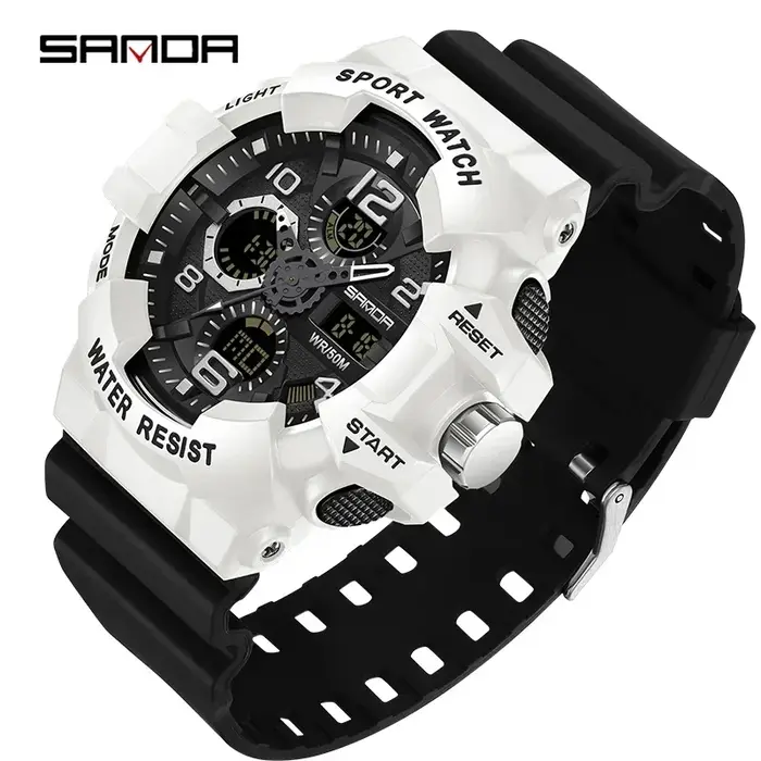 Montre SANDA en plastique avec affichage numérique-analogique résistante à l'eau pour hommes aventuriers occasions spéciales