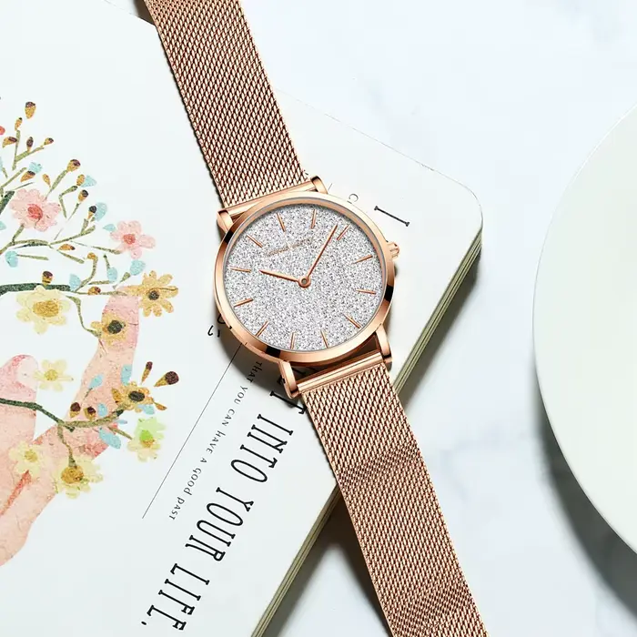 Hannah Martin montre pour femme de luxe avec mouvement à Quartz Original japonais bracelet en maille d'acier inoxydable 36mm montre-bracelet en or Rose
