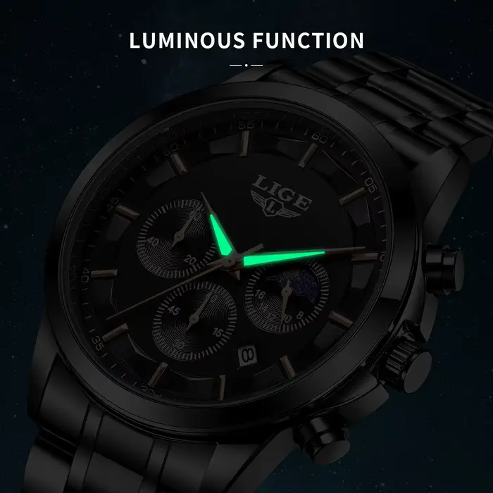 Montre homme de luxe à Quartz avec fonction lumineuse résistante à l'eau pour hommes élégants occasions spéciales