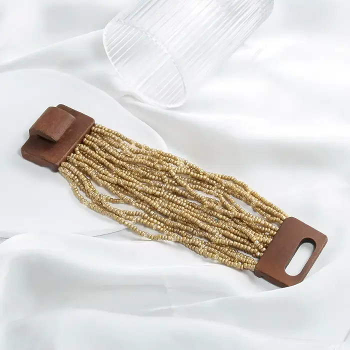 Bracelet géométrique en bois pour femmes