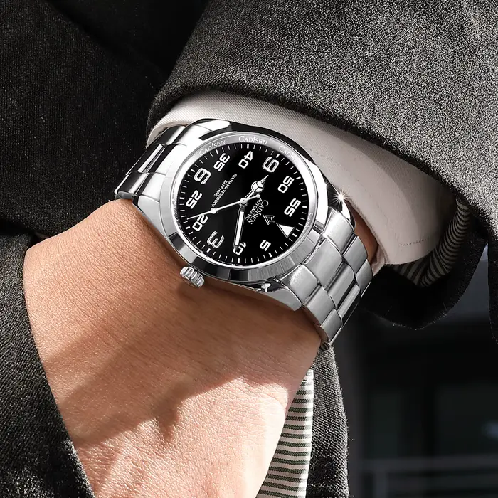 CADISEN Montre pour Hommes Top Marque De Luxe Cadran Noir Montres Automatiques Lumineux Étanche Mécanique