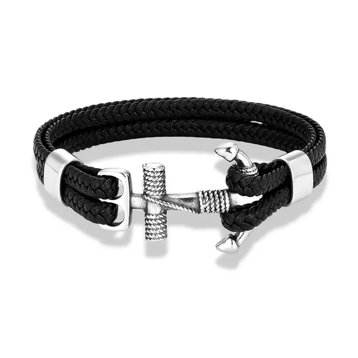MKENDN Style marine hommes Vintage ancre Bracelet tissé à la main multicouche en cuir Bracelets femm