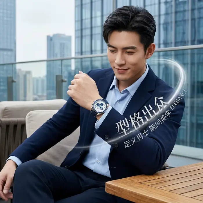 Montre chronographe sport de luxe OMAYS Limited 50e anniversaire avec bracelet en nylon bleu - Classique haut de gamme pour homme