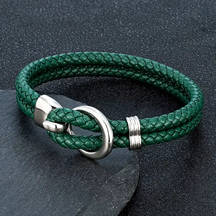 Bracelet en cuir tressé fait à la main pour hommes