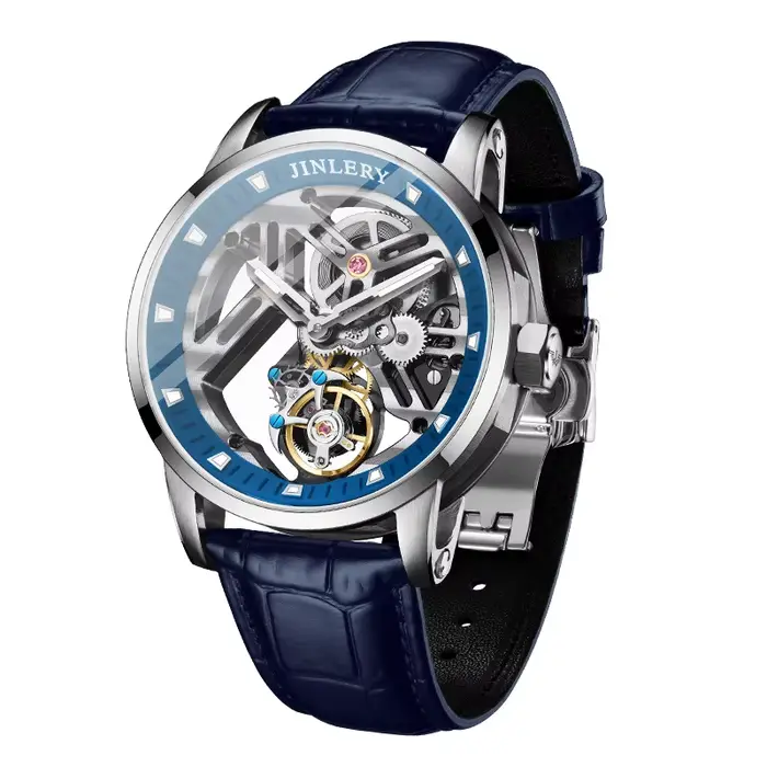 JINLERY montre de sport de luxe véritable Tourbillon montre mécanique pour hommes mode squelette mon