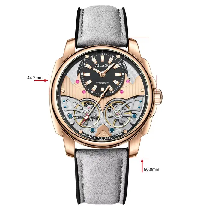 AILANG automatique mécanique étanche Sport militaire hommes montre de luxe Double Tourbillon homme montre-bracelet bracelet en cuir