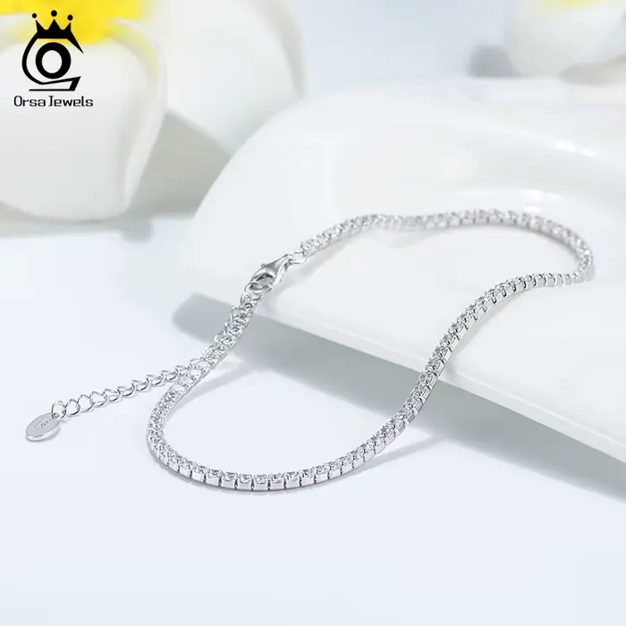 ORSA JEWELS Chaîne de cheville réglable en argent S925 de 2 mm