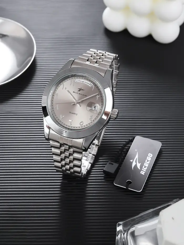 Montre à quartz pour homme avec cadran à chiffres arabes