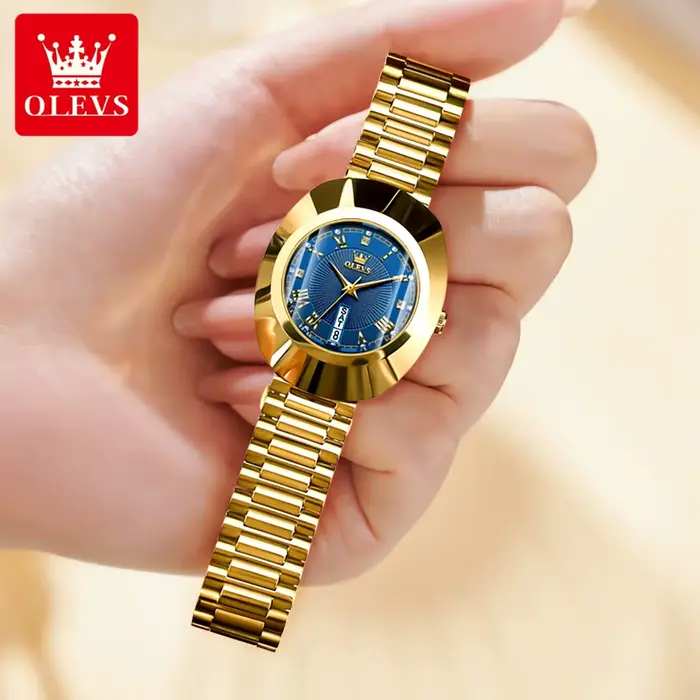 OLEVS montre à Quartz dorée pour femmes mode élégante boîtier en acier tungstène montres étanches de luxe Original dames