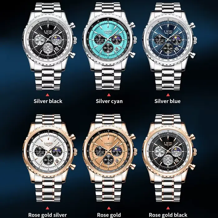LIGE 2024 Top marque de luxe nouveaux hommes montre Quartz homme montres étanche