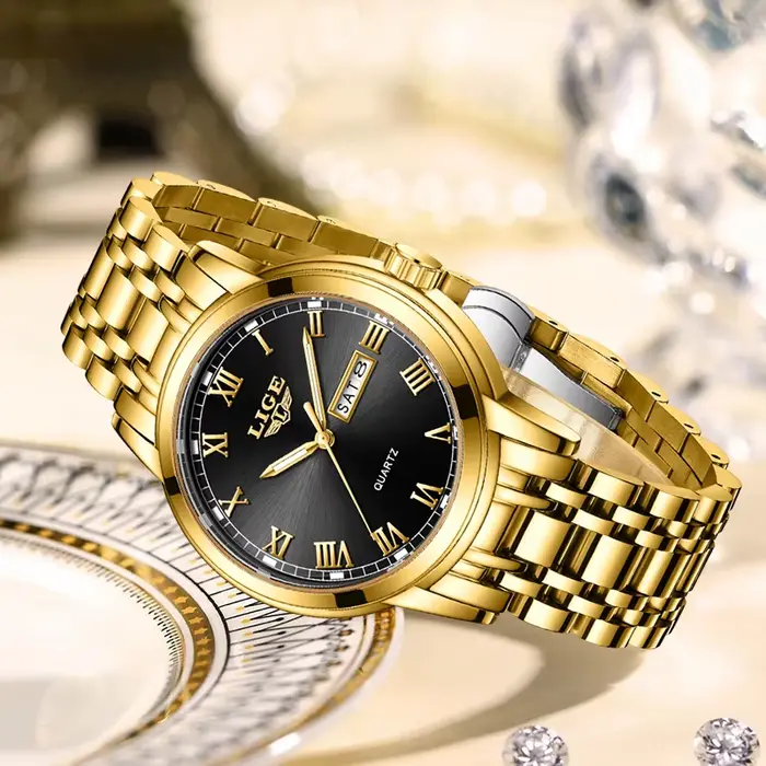 LIGE 2023 nouvelle montre en or femmes montres dames créatif en acier