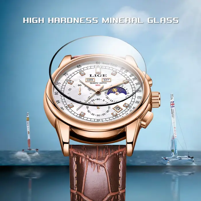Montre chronographe LIGE pour homme, montre de marque haut de gamme, montres décontractées à la mode, montres sportives militaires, montres à quartz en cuir, montre pour homme d'affaires, résistante à l'eau, avec fonction date automatique, calendrier complet et luminose