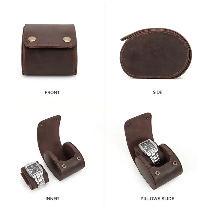 Boîte de présentation de montre de luxe en cuir de cheval
