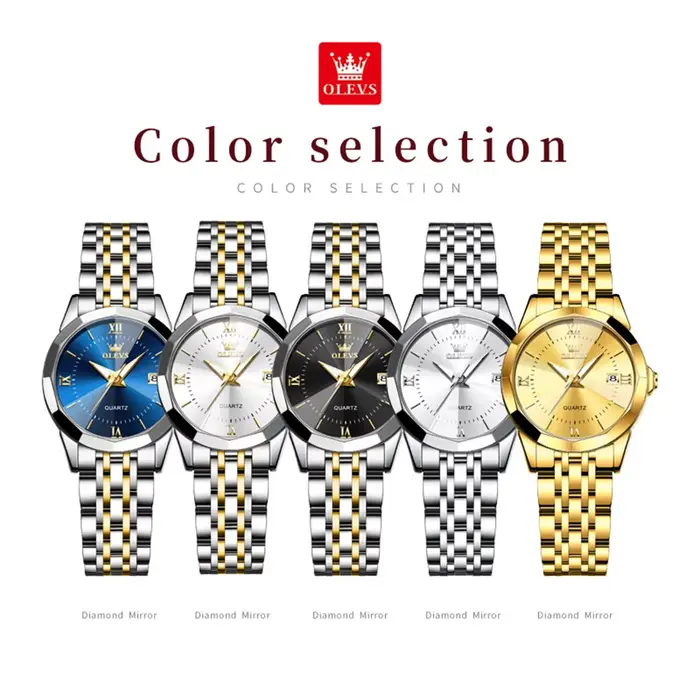 Montre OLEVS Luxe Quartz avec Calendrier Complet et Affichage Lumineux pour Femmes Occasions Spéciales Décontractée Élégante