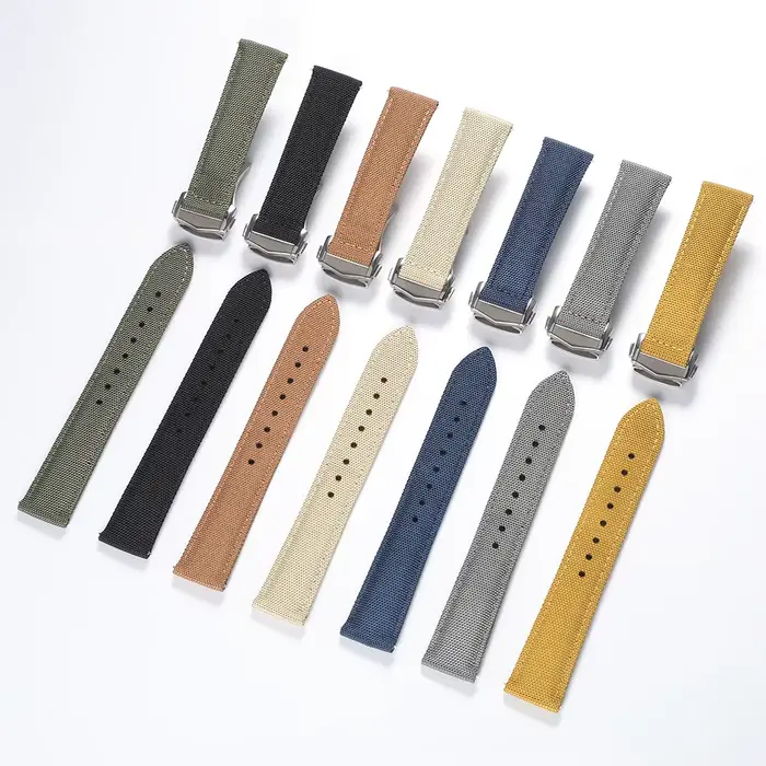 Bracelet Deployant Sailcloth en Nylon Haute Densité Double Face Polyvalent Pour Femmes et Hommes Occasions Spéciales Robuste Et Sophistiqué
