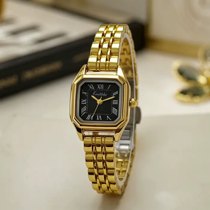Montre carrée à cadran romain pour femme, montres à quartz tendance, montres-bracelets de luxe, mont