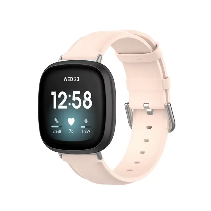 Bracelet de montre en cuir véritable pour Fitbit Versa 2 3 4