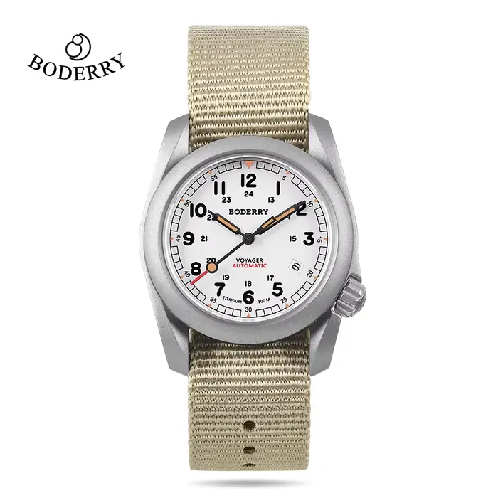 Boderry Voyager Field montre titane automatique plongée montre-Bracelet 100M étanche