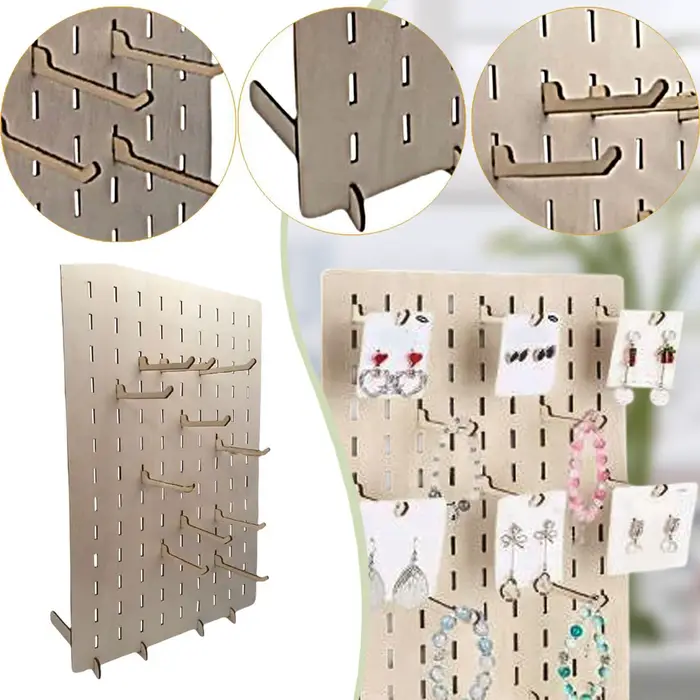 Présentoir de bijoux en bois multifonctionnel pour rangement et exposition de bagues, boucles doreilles, colliers, bracelets et accessoires de cheveux bureau salon boutique