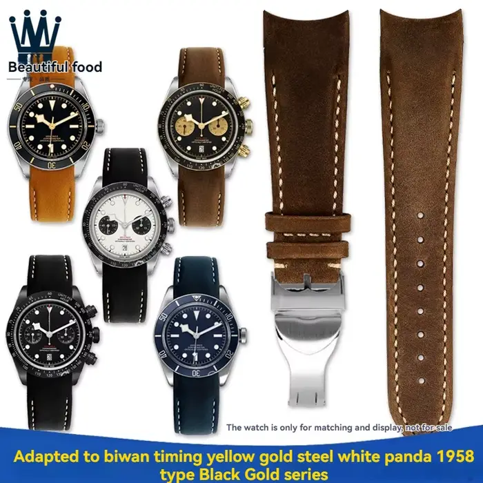 Montre en cuir incurvé avec Bracelet à bouche incurvée