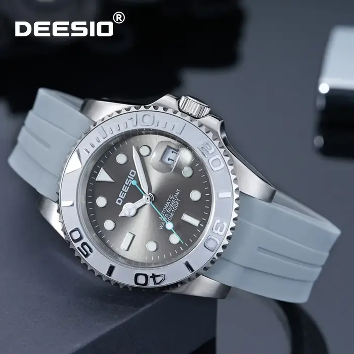 Deesio montre mécanique automatique hommes de luxe en acier inoxydable calendrier montre-bracelet étanche