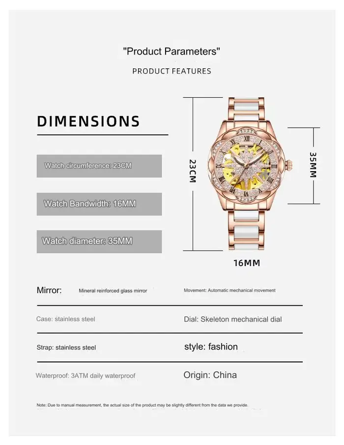 Montre mécanique tournesol pour femme
