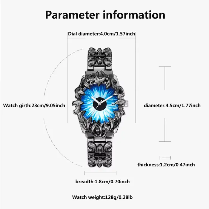 Montre à quartz pour homme avec cadran œil-de-chat