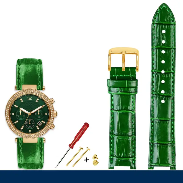 Bracelet de montre en cuir de cercle cranté pour hommes et femmes, bracelet pour montre Michael Kors