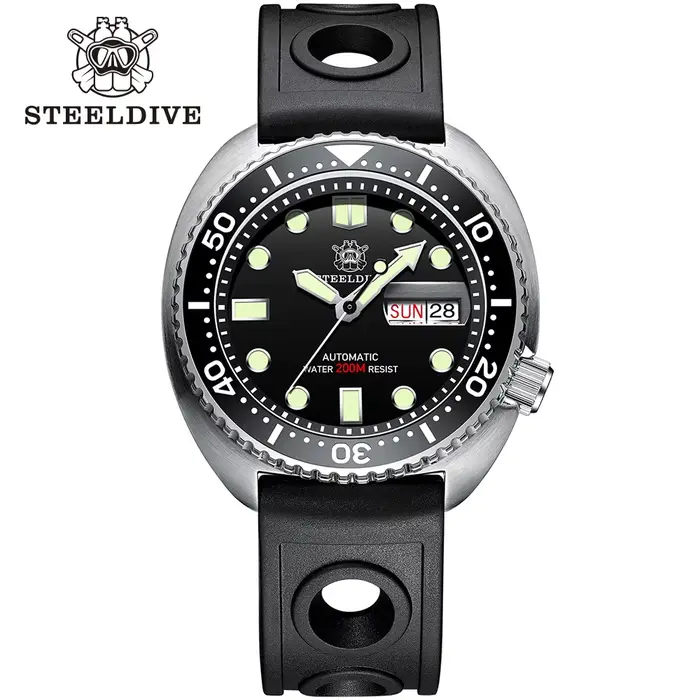 STEELDIVE-Montre de Plongée SD1972 V2, Mouvement Japonais NH36, SION L, Acier Inoxydable, Calendrier