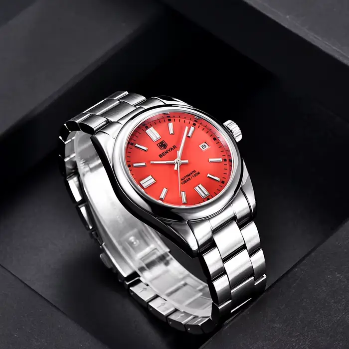 Montre BENYAR Luxe Mécanique Automatique Acier Inoxydable pour Hommes Occasions Spéciales Plongeur Étanche 10 Bars
