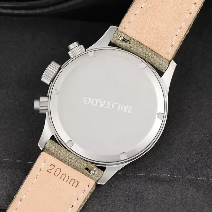 Militado ML1868KF rétro VK67 montre chronographe à Quartz boîtier en acier inoxydable 3 cadran étanc