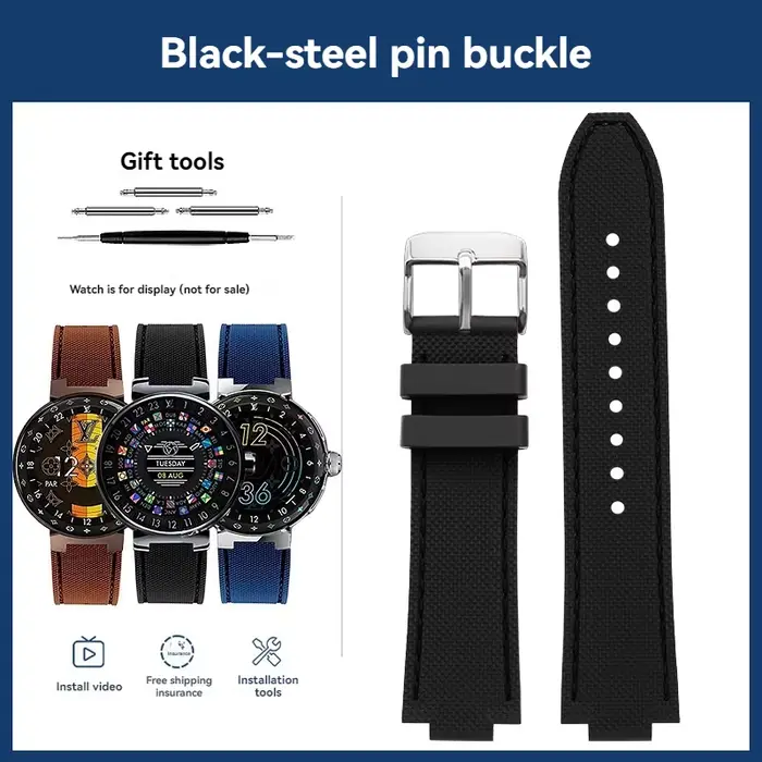 Bracelets de montre en caoutchouc de silicone en cuir de vachette, bracelets de montre astronomiques