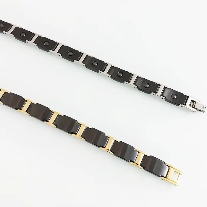Bracelet Magnétique en Céramique Acier Inoxydable Pour Homme Géométrique Hématite Occasions Spéciales Cadeau Anniversaire