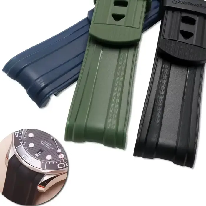 Bracelet en caoutchouc de silicone pour montre traditionnelle avec fermoir en acier couleur noir vert bleu pour hommes et femmes occasions spéciales