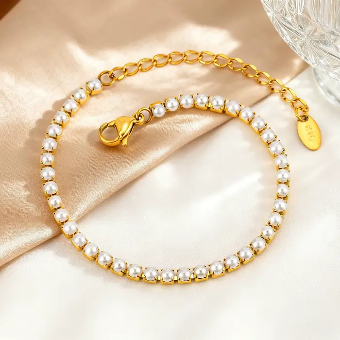 Bracelet de tennis moderne en perles pour femme