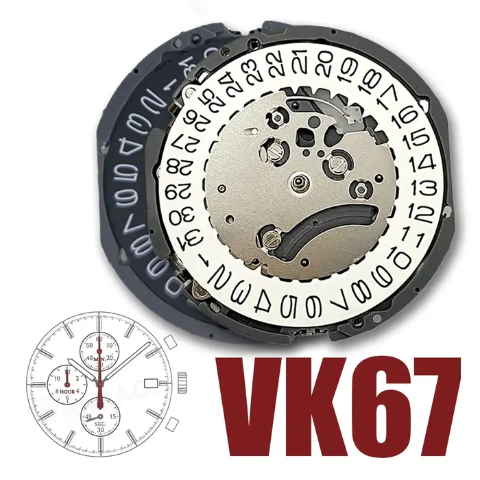 Japonais VK67A haute précision pour chronographe à Quartz 3 ans (SR936SW) Chrono (centre 1/5 sec