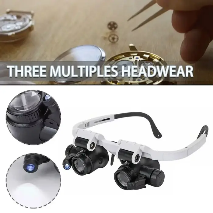 2XLED montre bijoutier réparation Loupe bandeau monté sur la tête